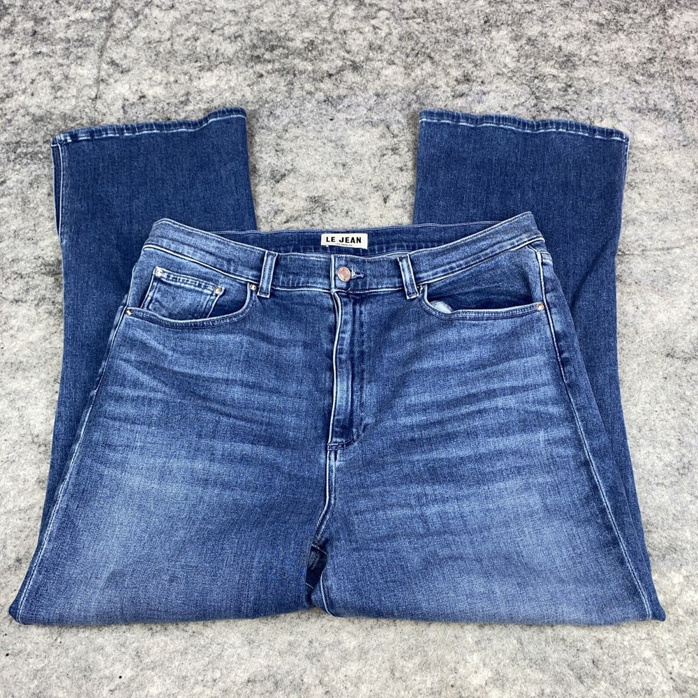 Le Jean Women's 32 Blue Medium Wash Cotton Blend Stella‎ Cropped Flared-Leg - Picture 3 of 14